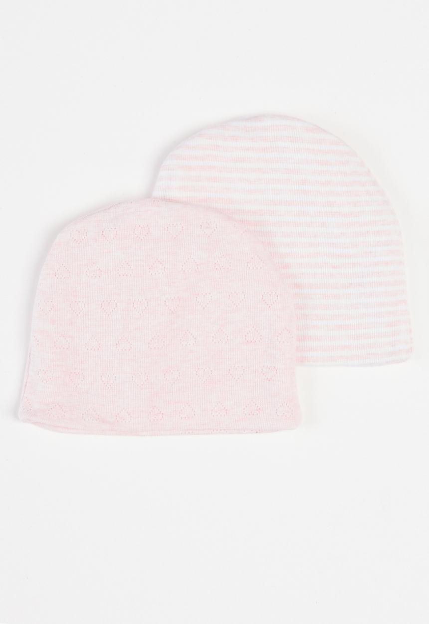 Pop Candy - 2 Pack stripe beanie - pink & white