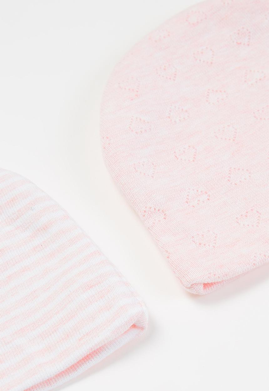 Pop Candy - 2 Pack stripe beanie - pink & white