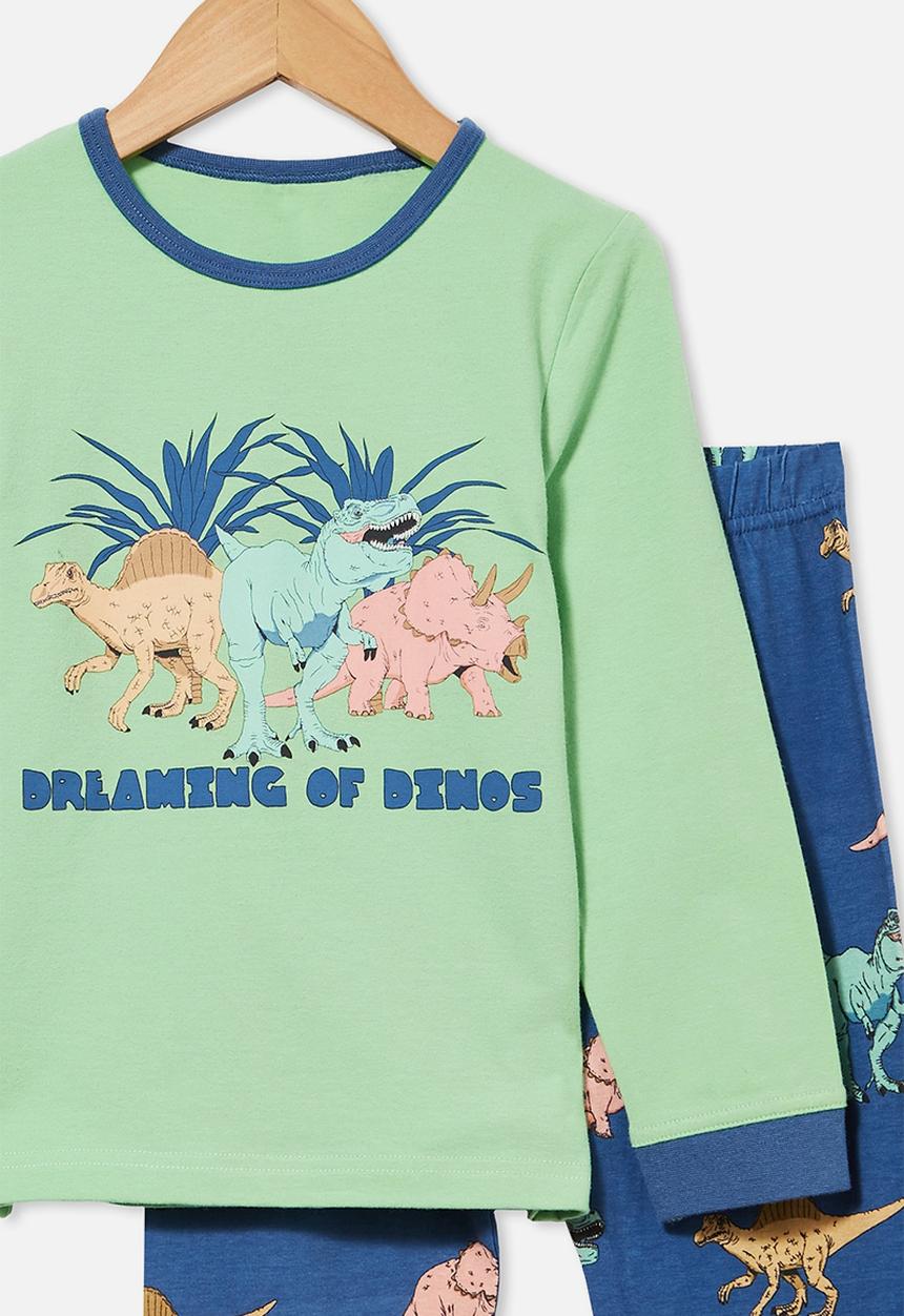 Cotton On - Orlando long sleeve pyjama set - dreaming dinosaur & spearmint