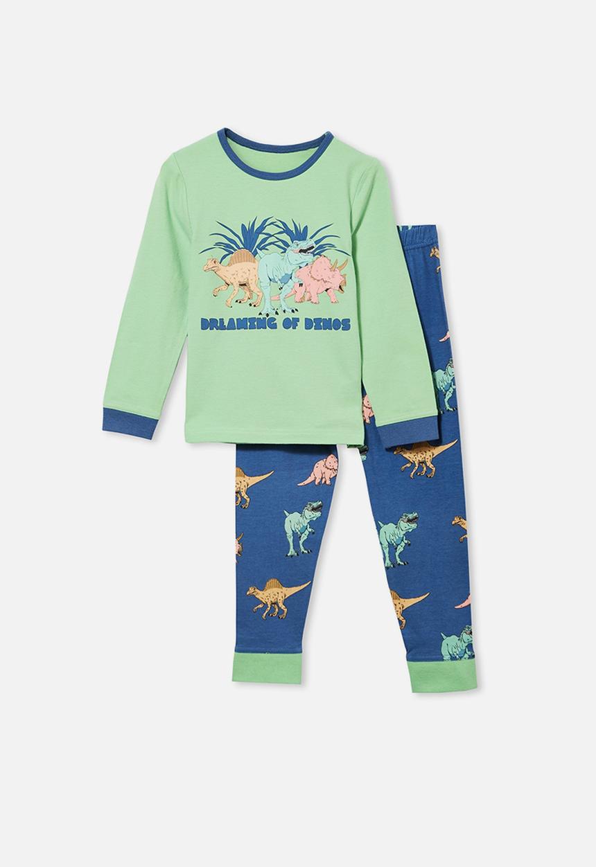 Cotton On - Orlando long sleeve pyjama set - dreaming dinosaur & spearmint