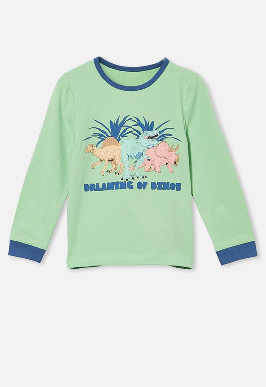 Cotton On - Orlando long sleeve pyjama set - dreaming dinosaur & spearmint