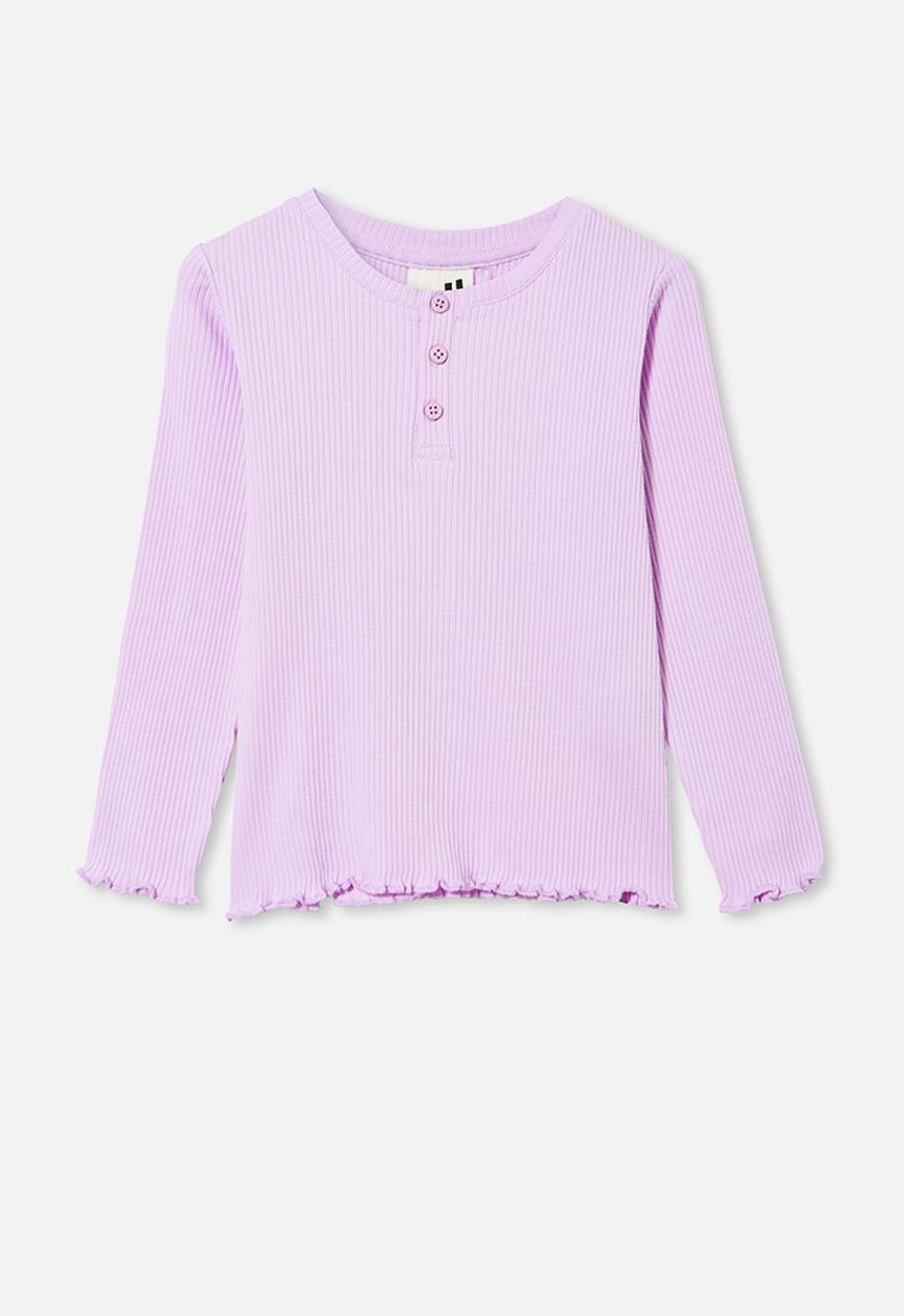 Cotton On - Lucy long sleeve henley - pale violet