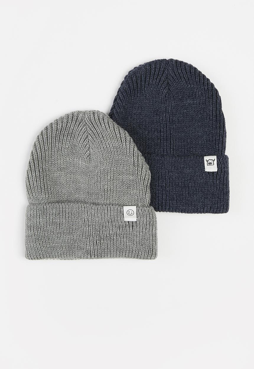 Cotton On - Winter knit beanie 2 pack - grey & navy