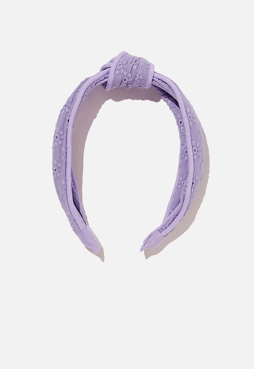 Cotton On - Knotted headband - purple broderie