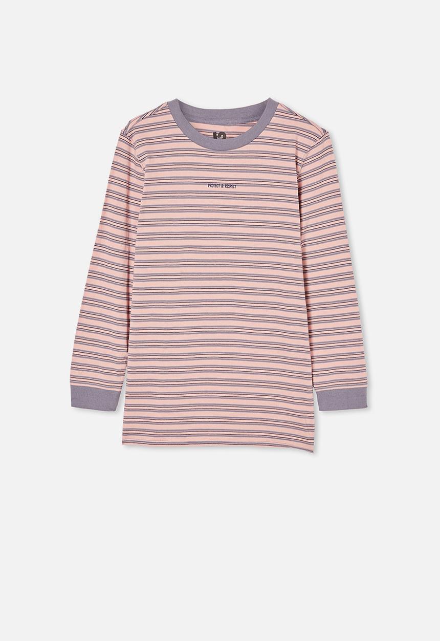 Free by Cotton On - Free boys long sleeve tee - zephyr / steel stripe