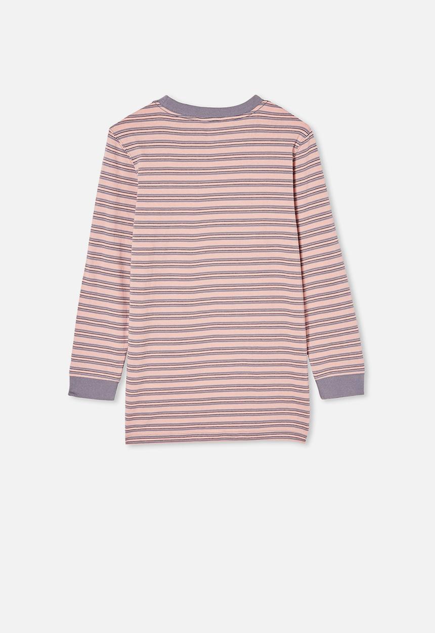 Free by Cotton On - Free boys long sleeve tee - zephyr / steel stripe