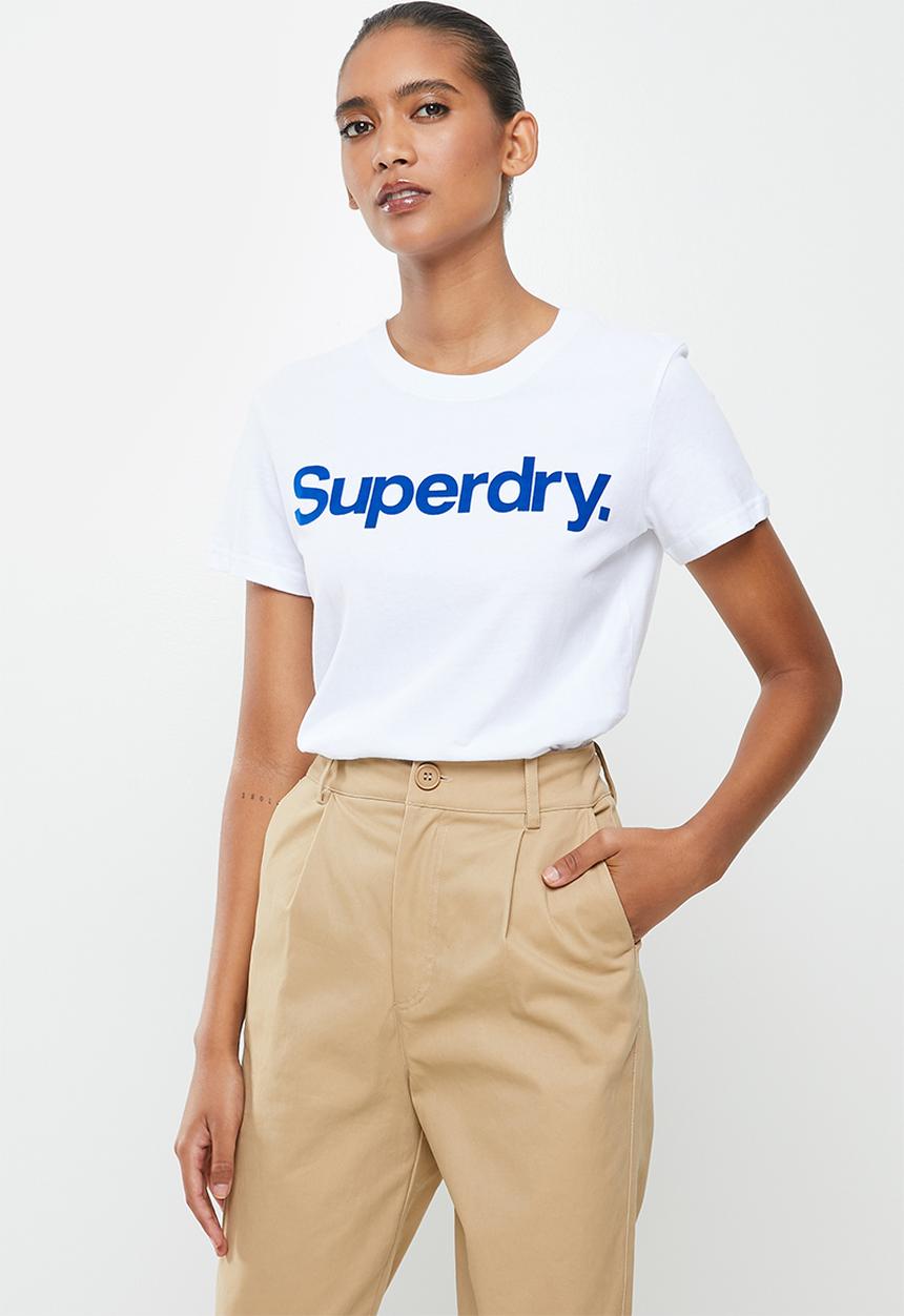 Superdry. - Cl flock tee - white 