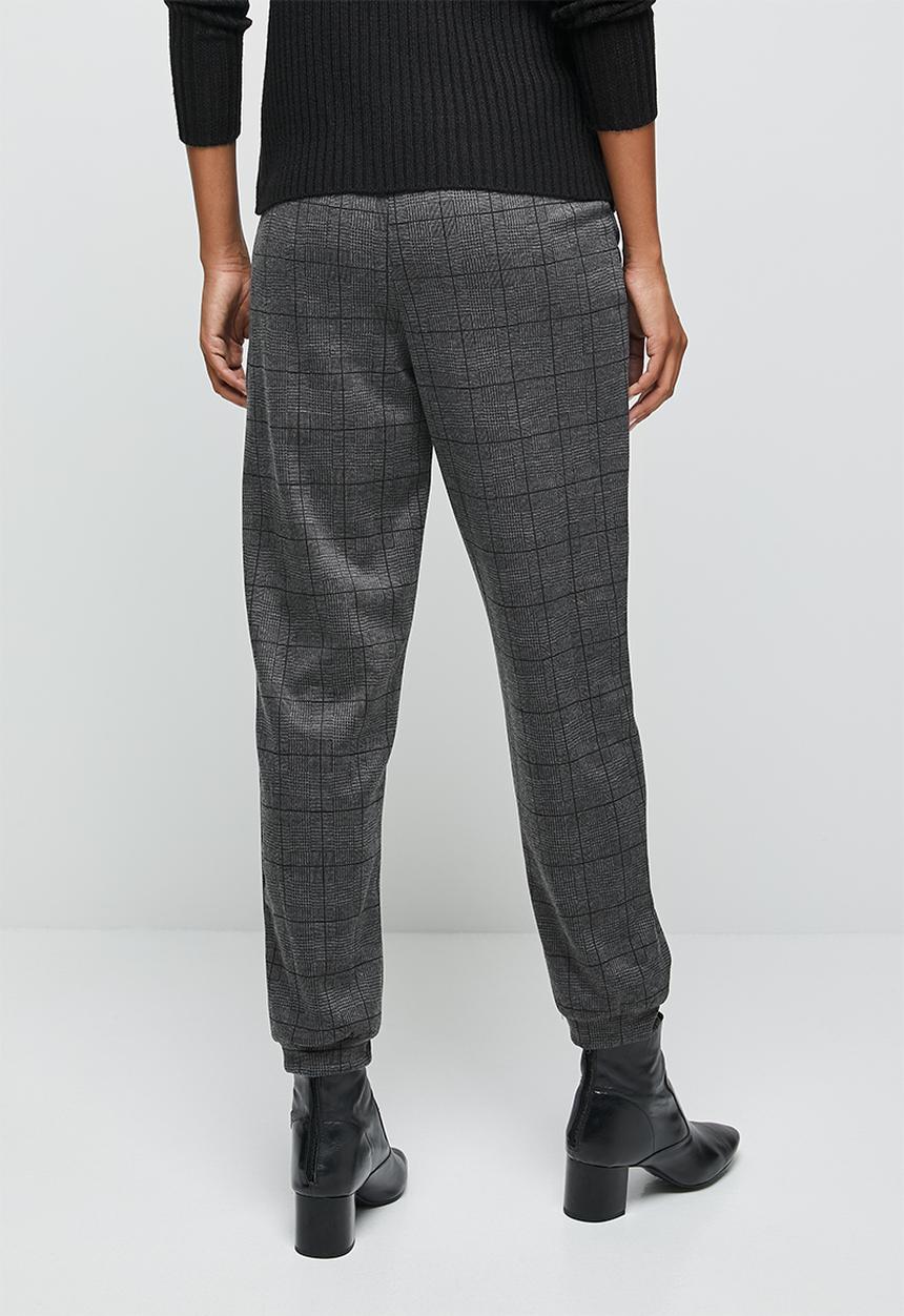 edit - Check woven jogger - grey & black