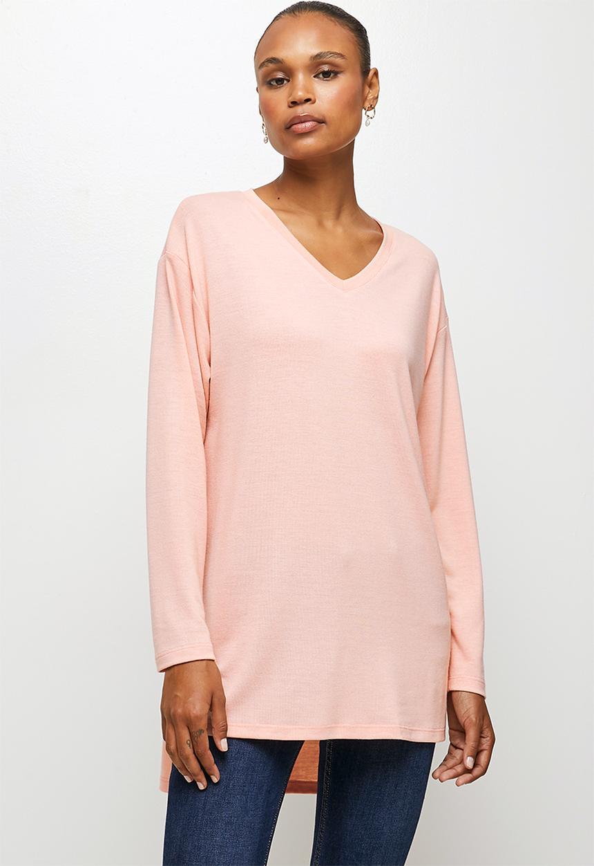 edit - Longline cut & sew top - pink