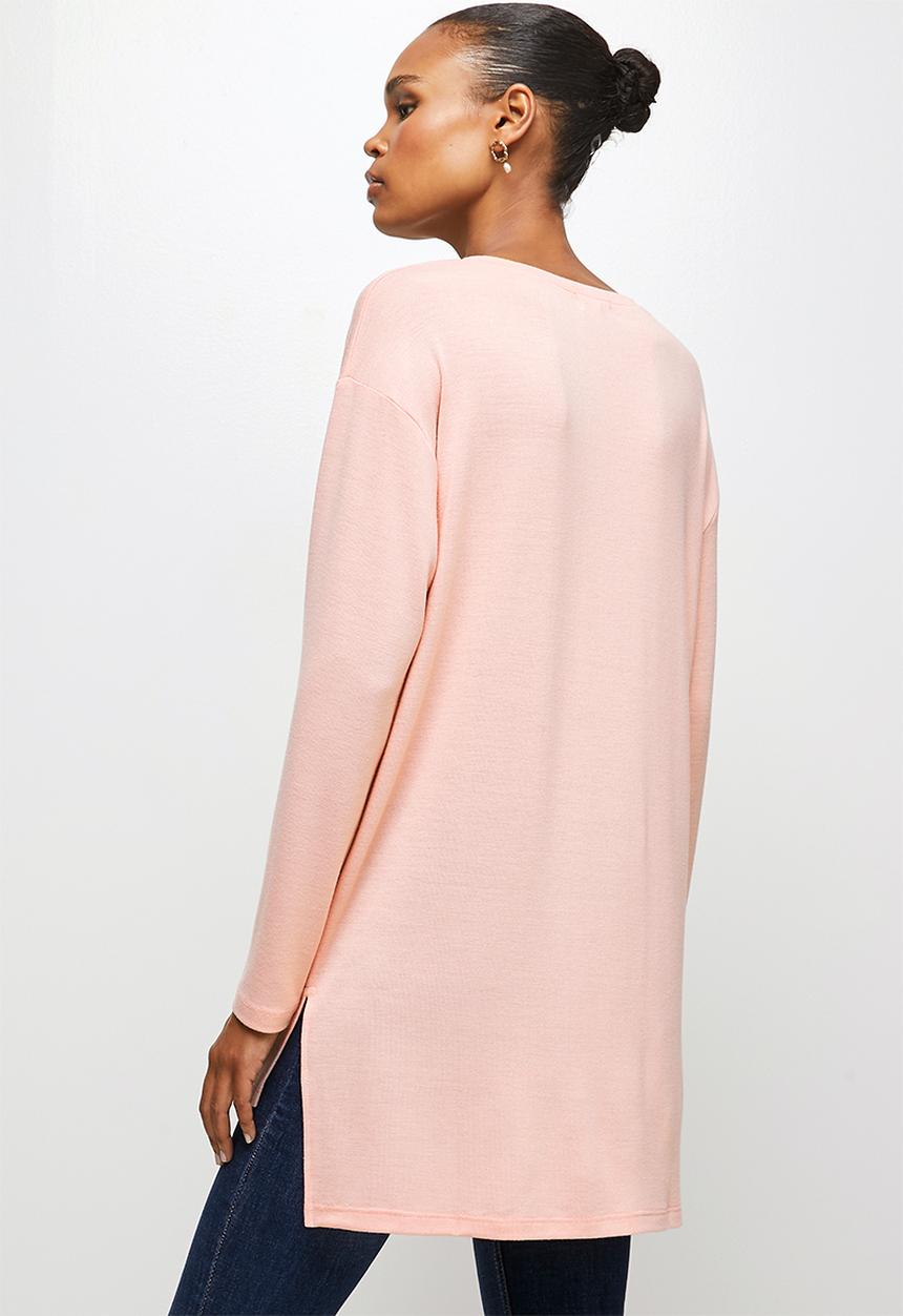 edit - Longline cut & sew top - pink