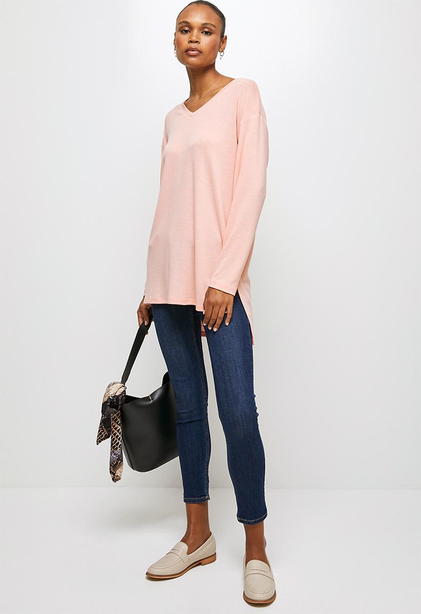 edit - Longline cut & sew top - pink