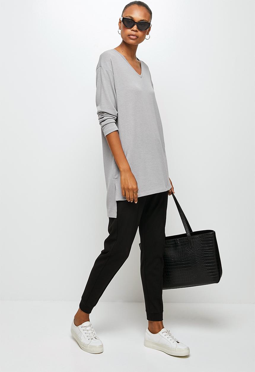 edit - Longline cut & sew top - grey