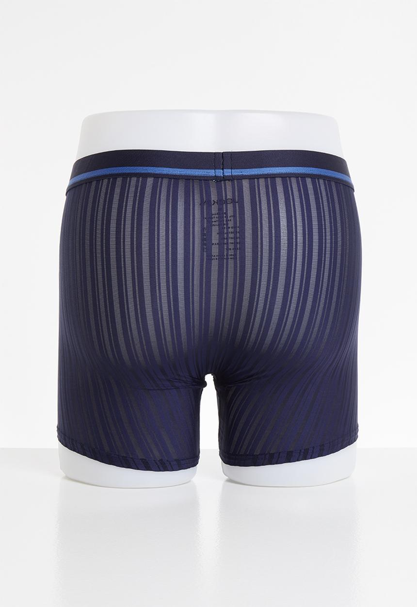 Jockey - 1-pack burnout nylon stripe long leg trunk - navy 