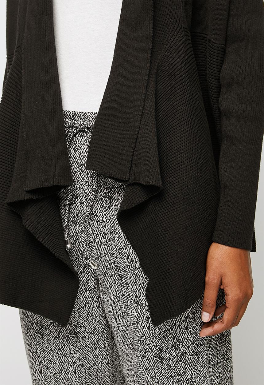 edit - Shaped waterfall cardigan - black
