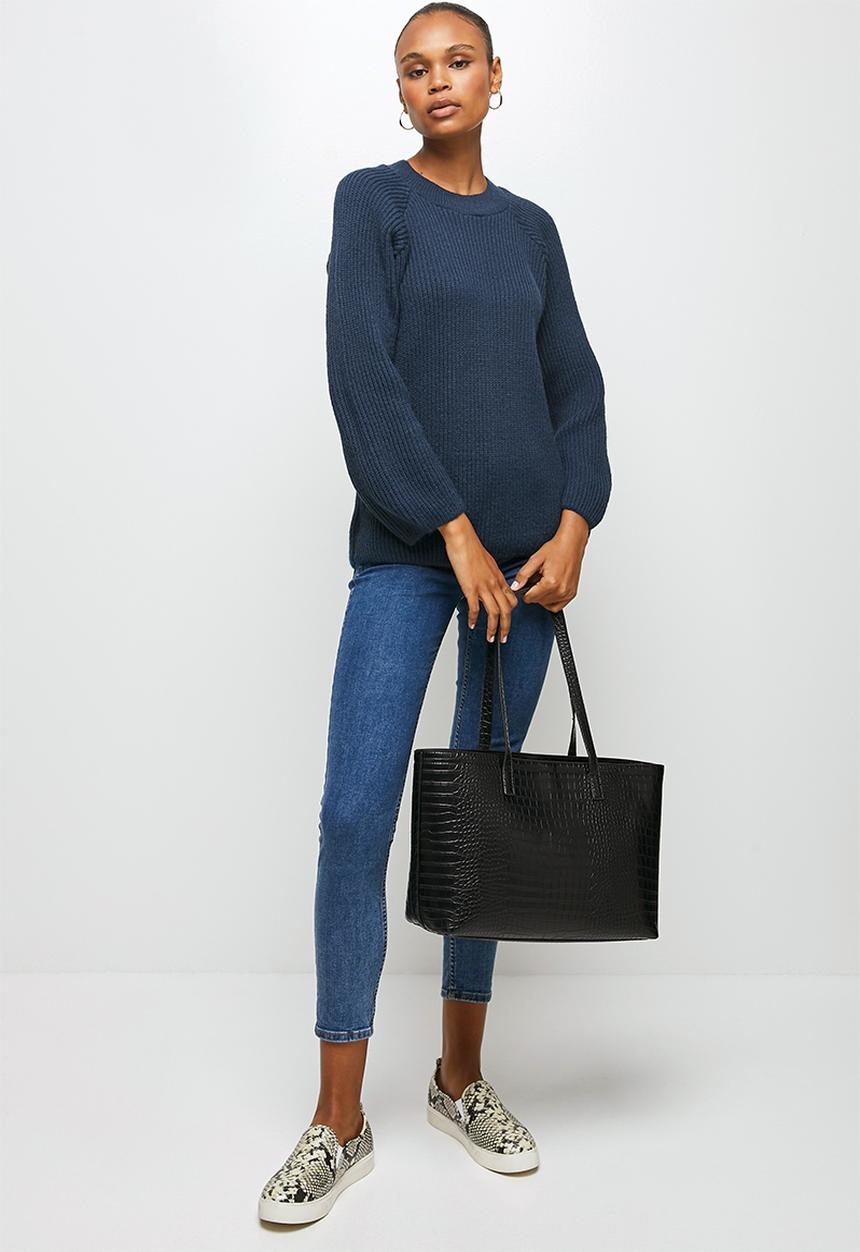 edit - Raglan rib jumper - navy