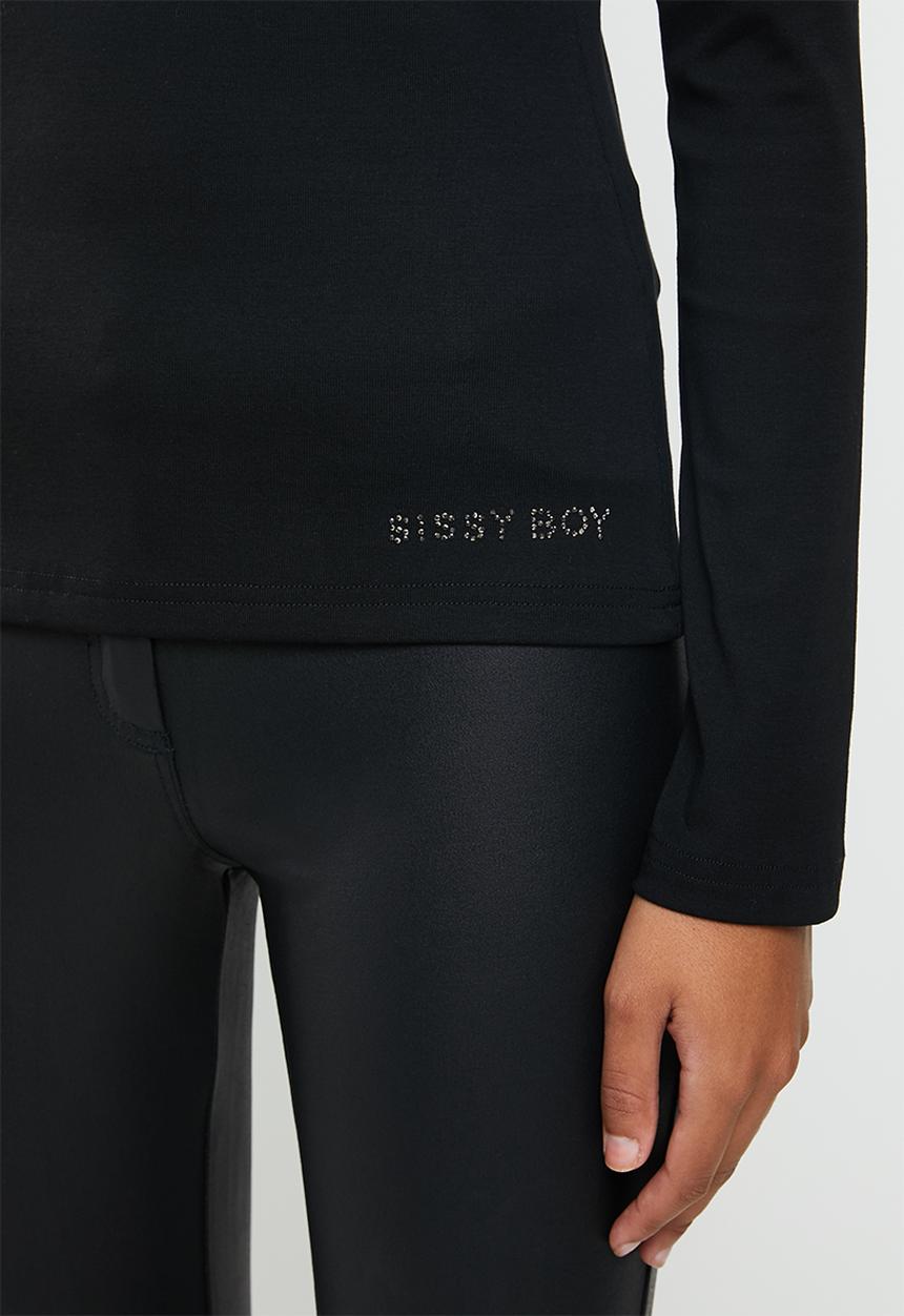 SISSY BOY - Vancy: turtle neck logo with bling mesh - black