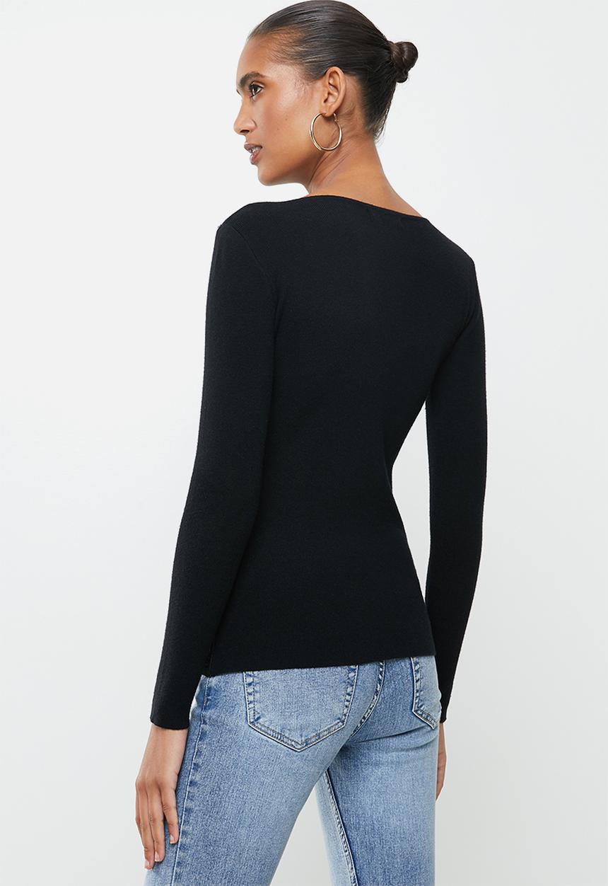 SISSY BOY - Logo knitwear with bling & crochet detailing - black