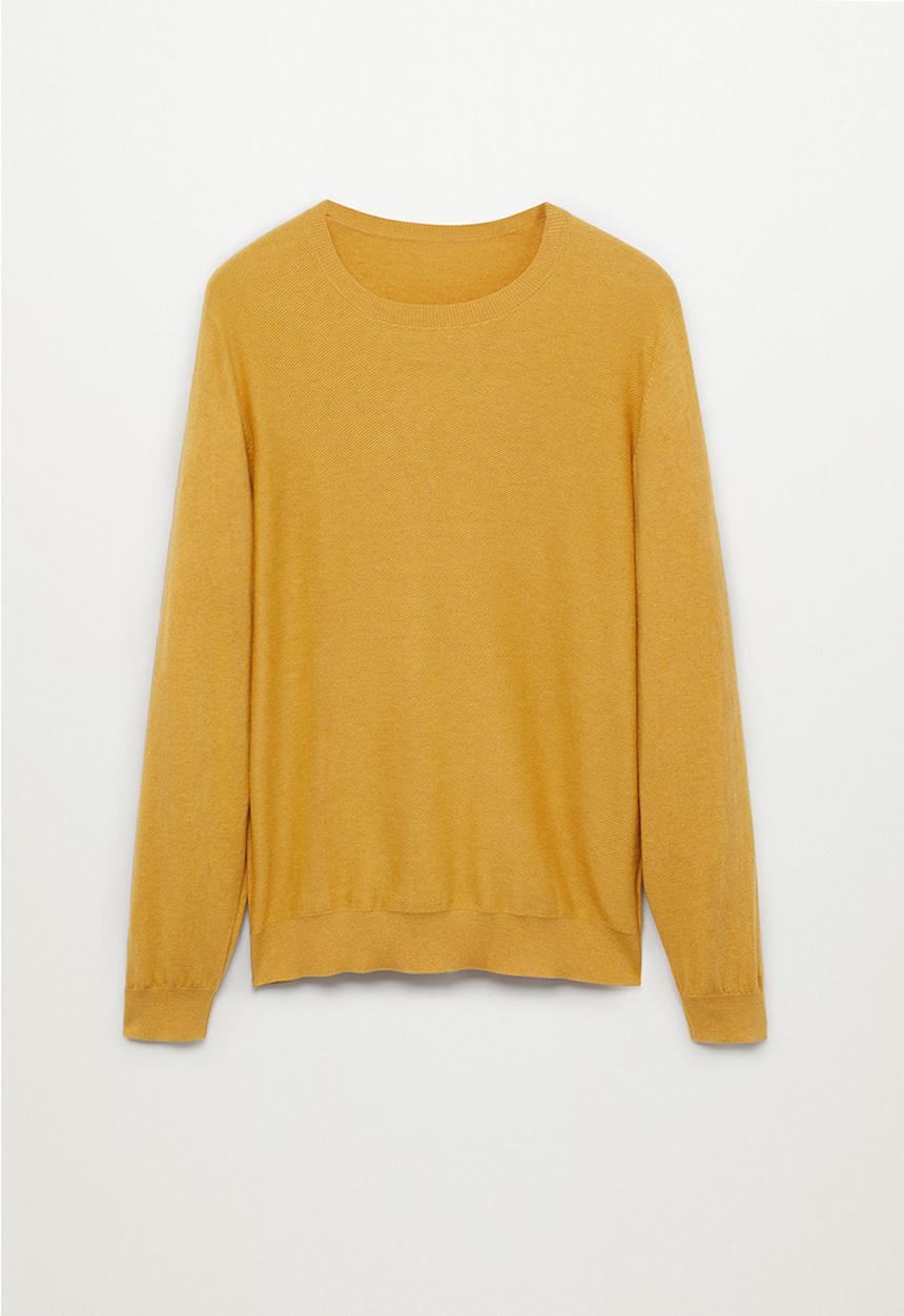 MANGO - Ten Cotton Cashmere-blend  sweater knitwear - mustard yellow