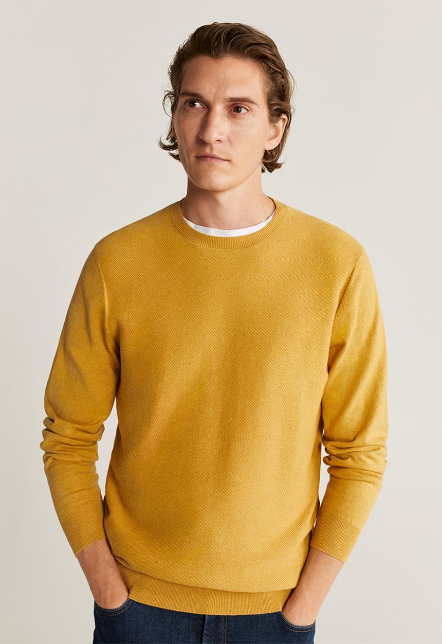 MANGO - Ten Cotton Cashmere-blend  sweater knitwear - mustard yellow