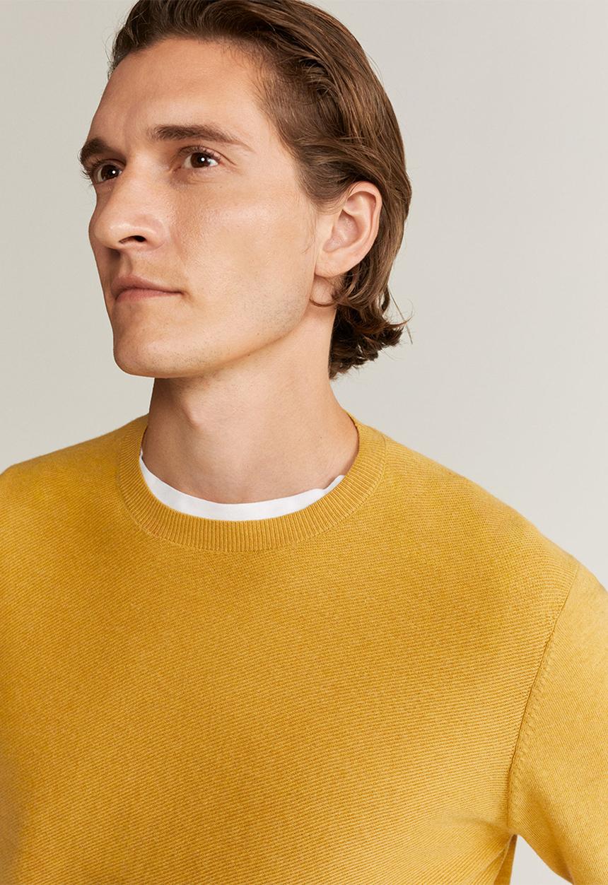 MANGO - Ten Cotton Cashmere-blend  sweater knitwear - mustard yellow