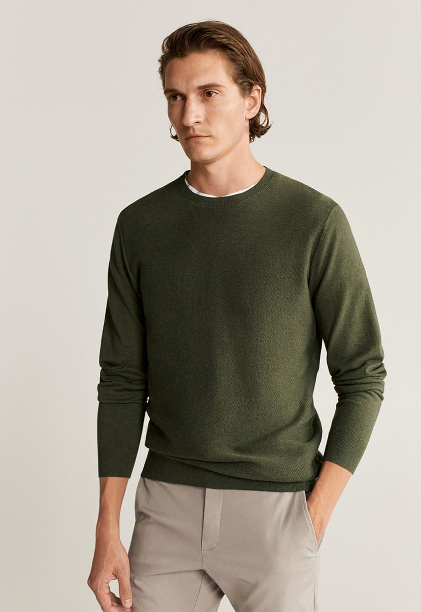 MANGO - Ten Cotton Cashmere-blend  sweater knitwear - green