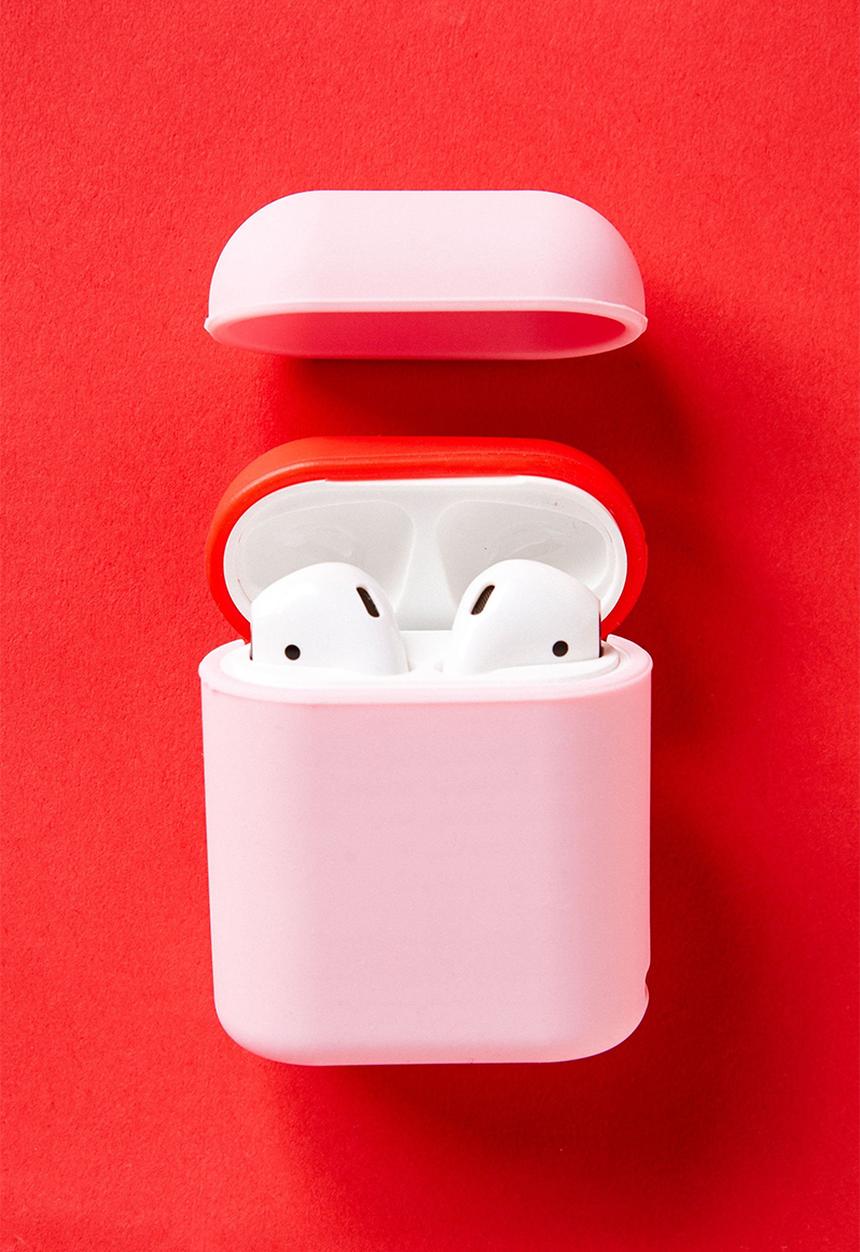 Typo - Ear bud sleeve - plastic pink & true red