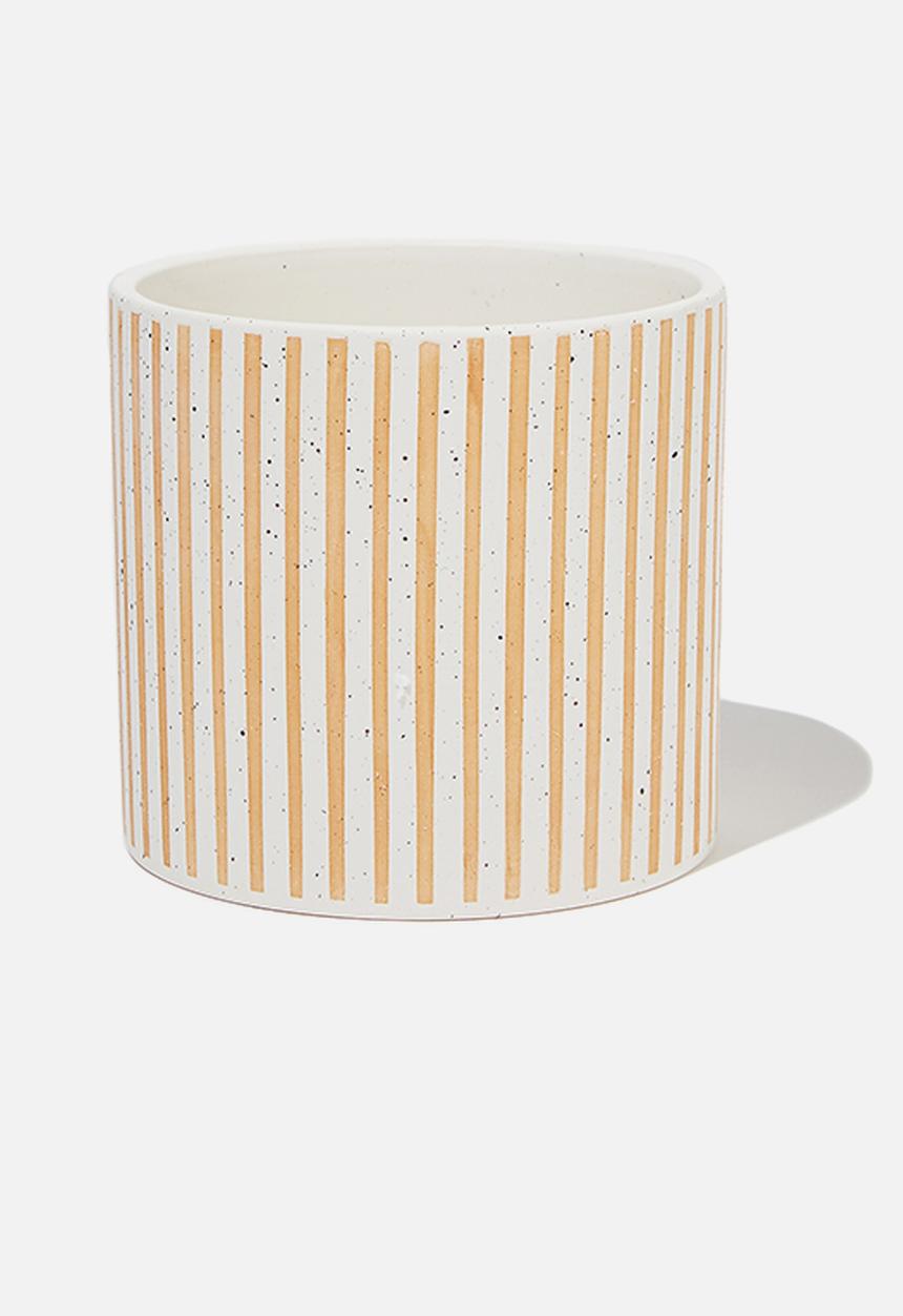 Typo - Midi shaped planter - raw & ecru stripe