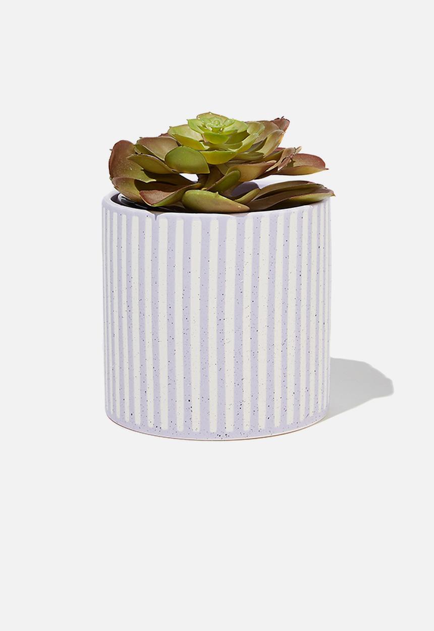 Typo - Midi shaped planter-lilac & ecru stripe