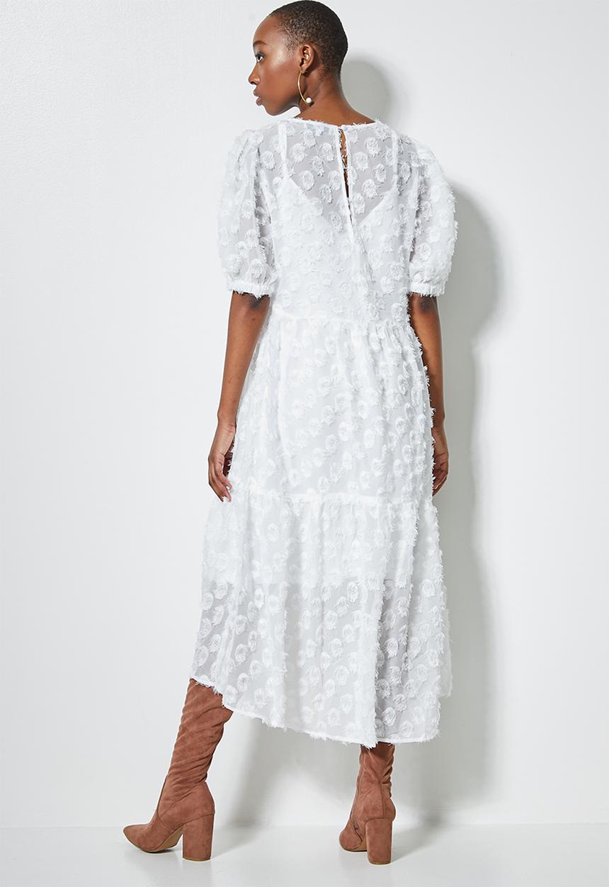 Superbalist - Textured tiered midi dress - white