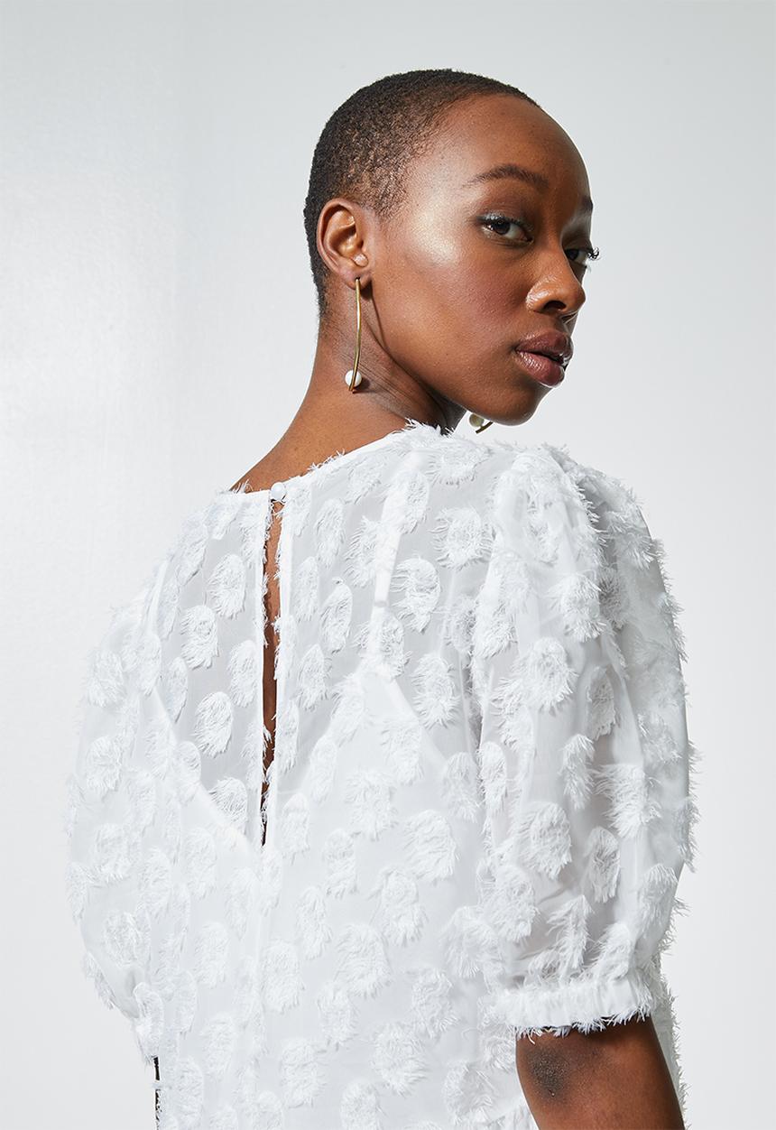 Superbalist - Textured tiered midi dress - white