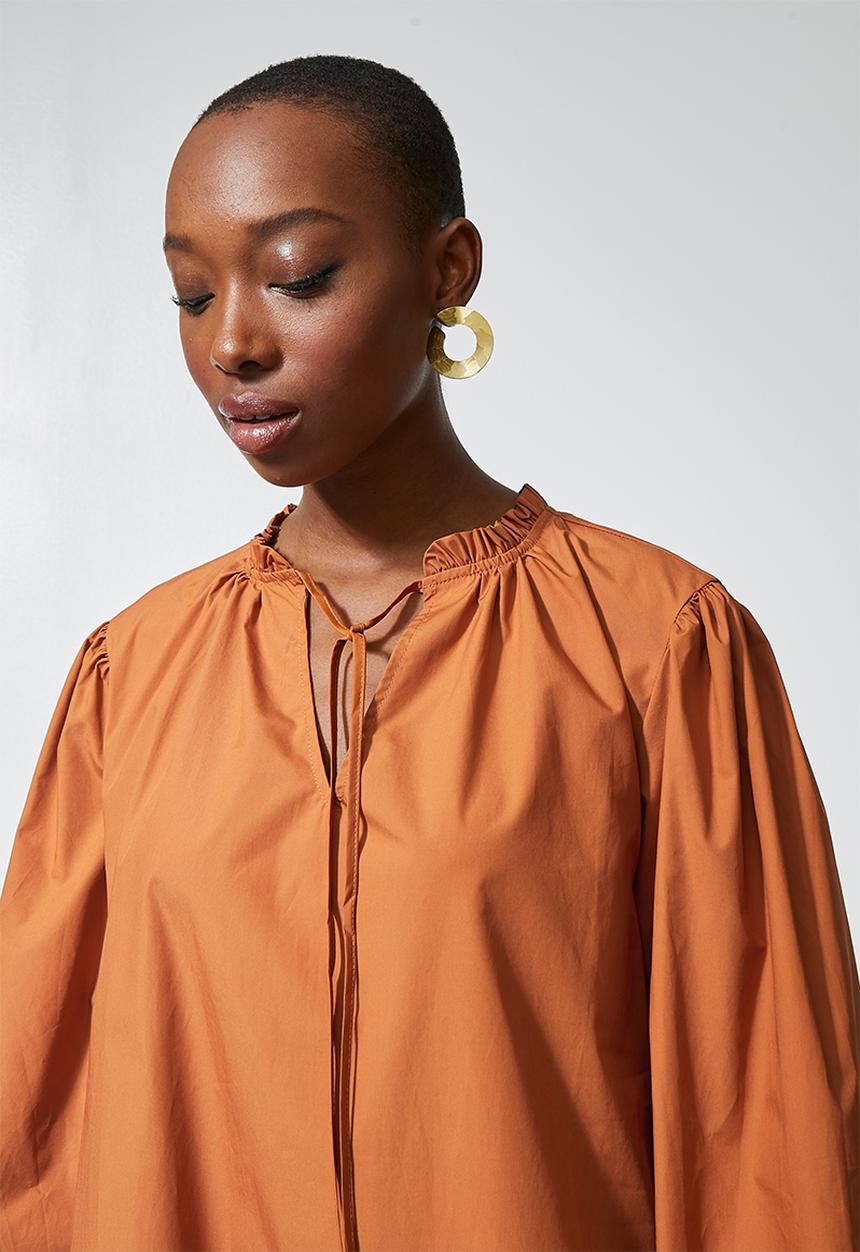 Superbalist - Formal tiered dress with pie crust neckline - tobacco