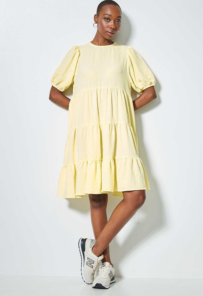 Superbalist - Bubble woven volume mini dress - lemon yellow
