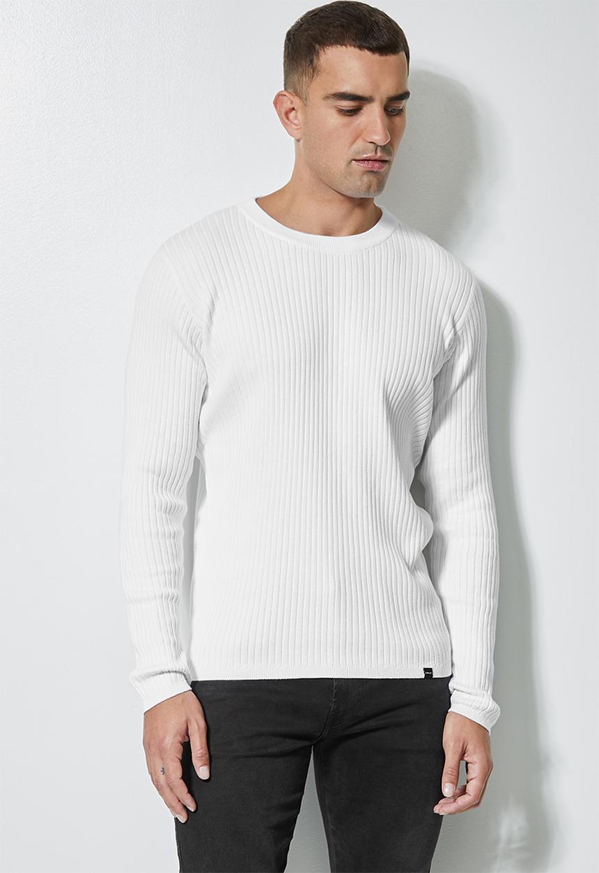Superbalist - Slim fit ribbed crew neck knit - white