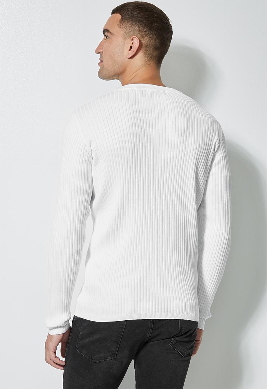 Superbalist - Slim fit ribbed crew neck knit - white