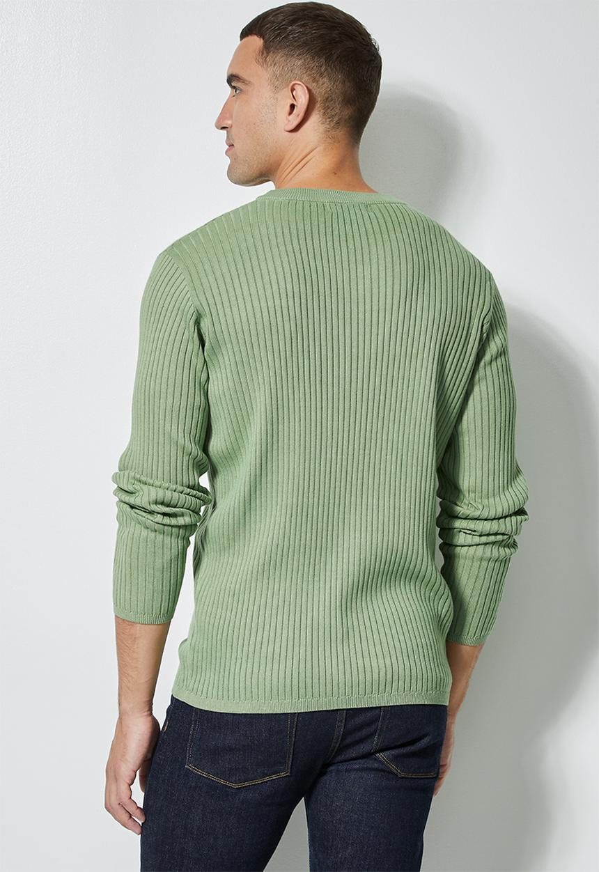 Superbalist - Slim fit ribbed crew neck knit - green