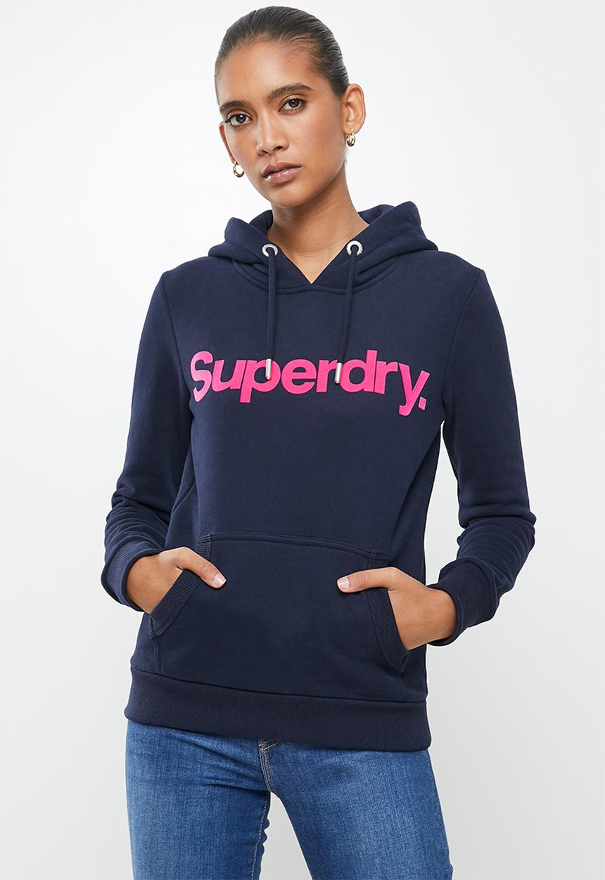 Superdry. - Cl flock hoodie - nautical navy