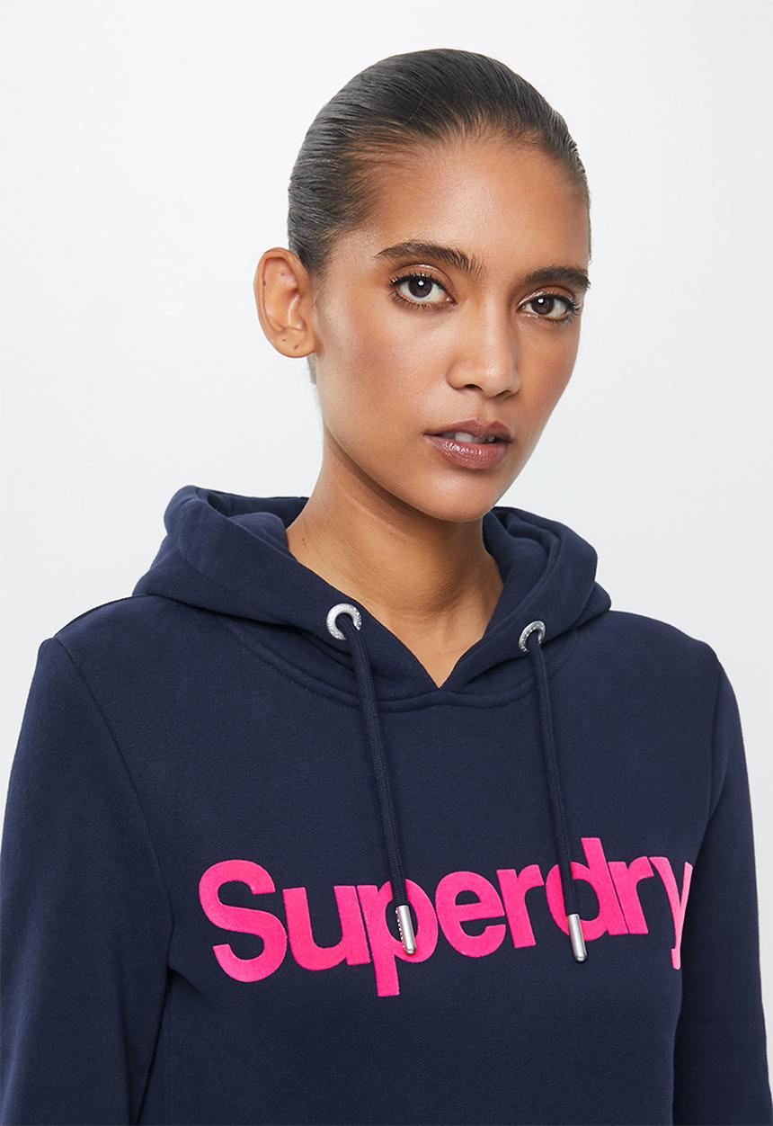 Superdry. - Cl flock hoodie - nautical navy