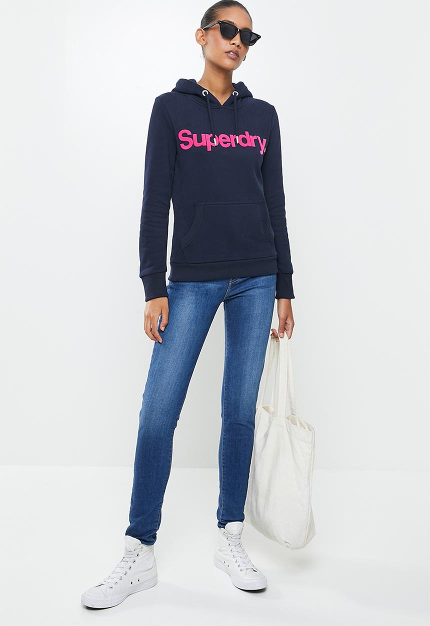 Superdry. - Cl flock hoodie - nautical navy