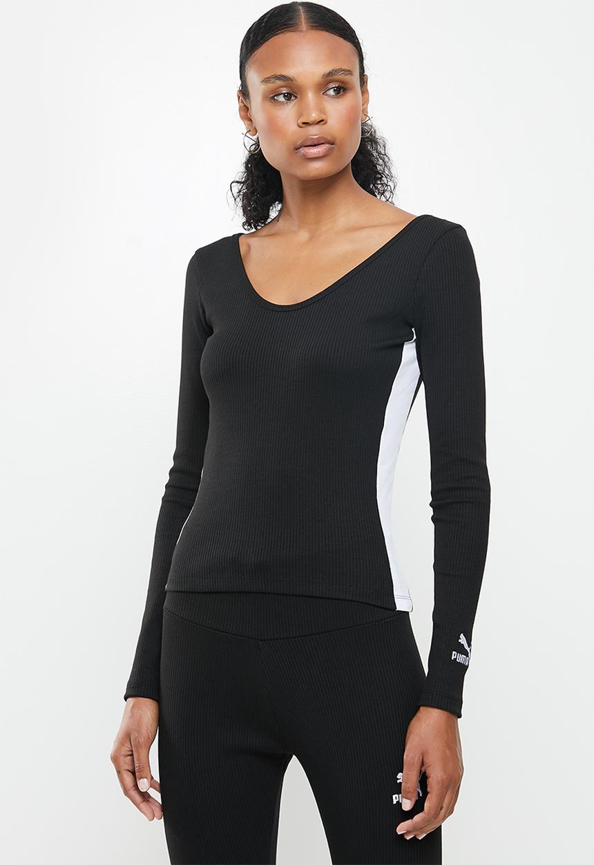PUMA - Classic rib long sleeve top - black