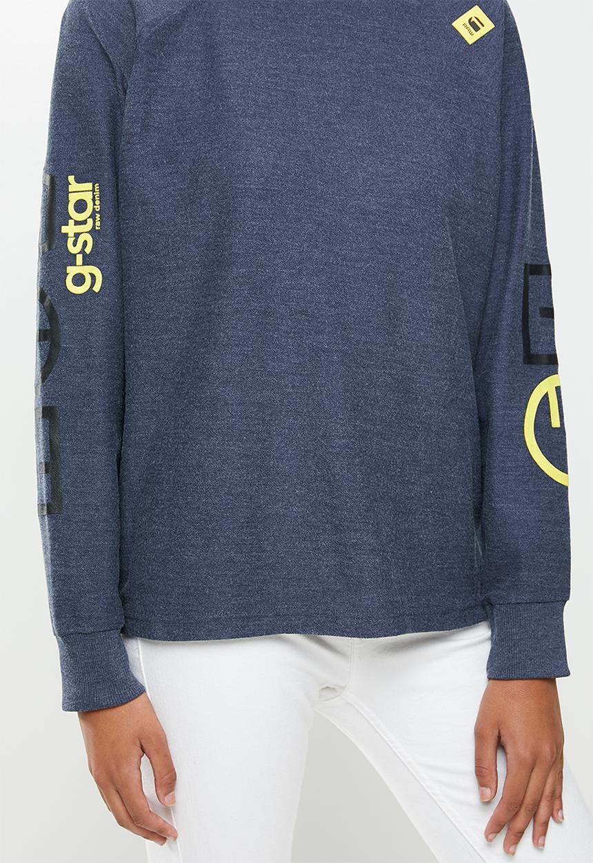 G-STAR - Sleeve print sweater - navy
