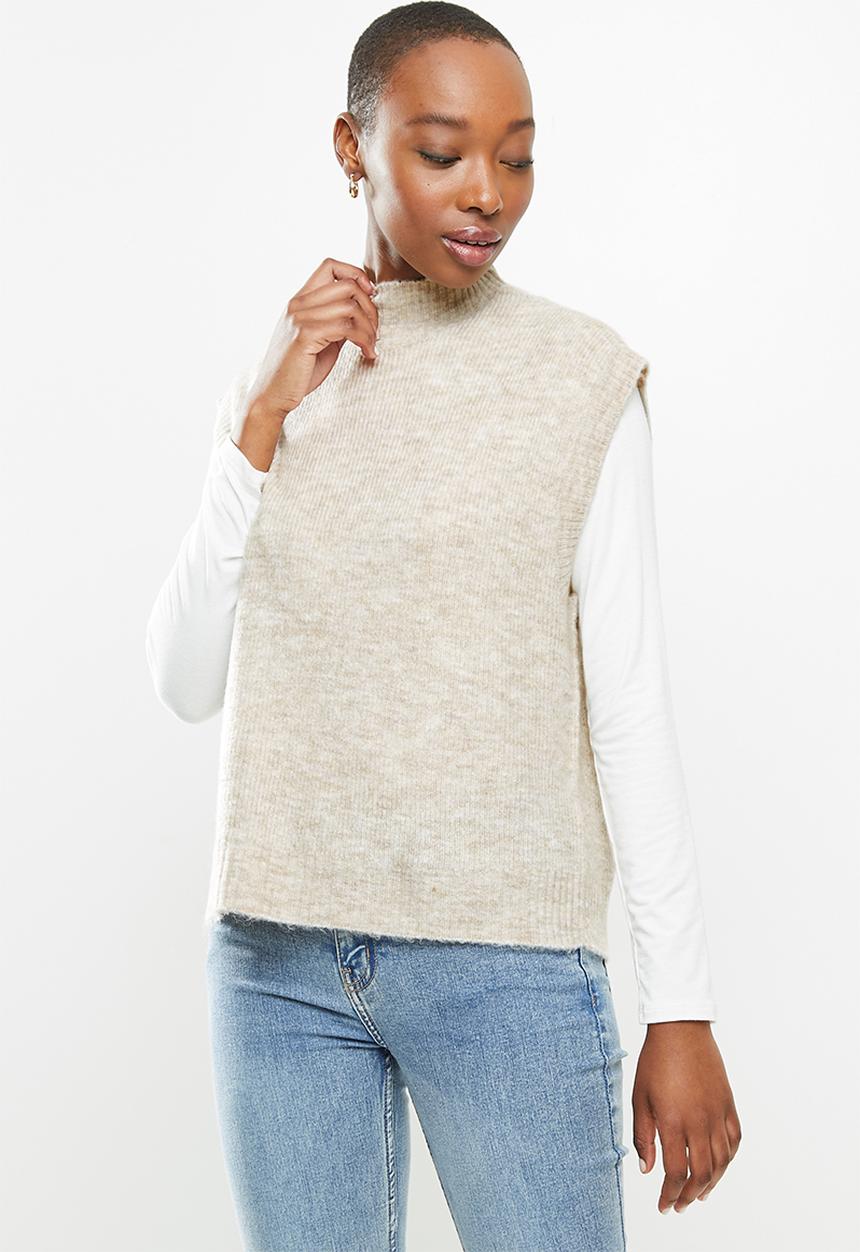 Vero Moda - Lefile sleeveless high neck vest boo - neutral 