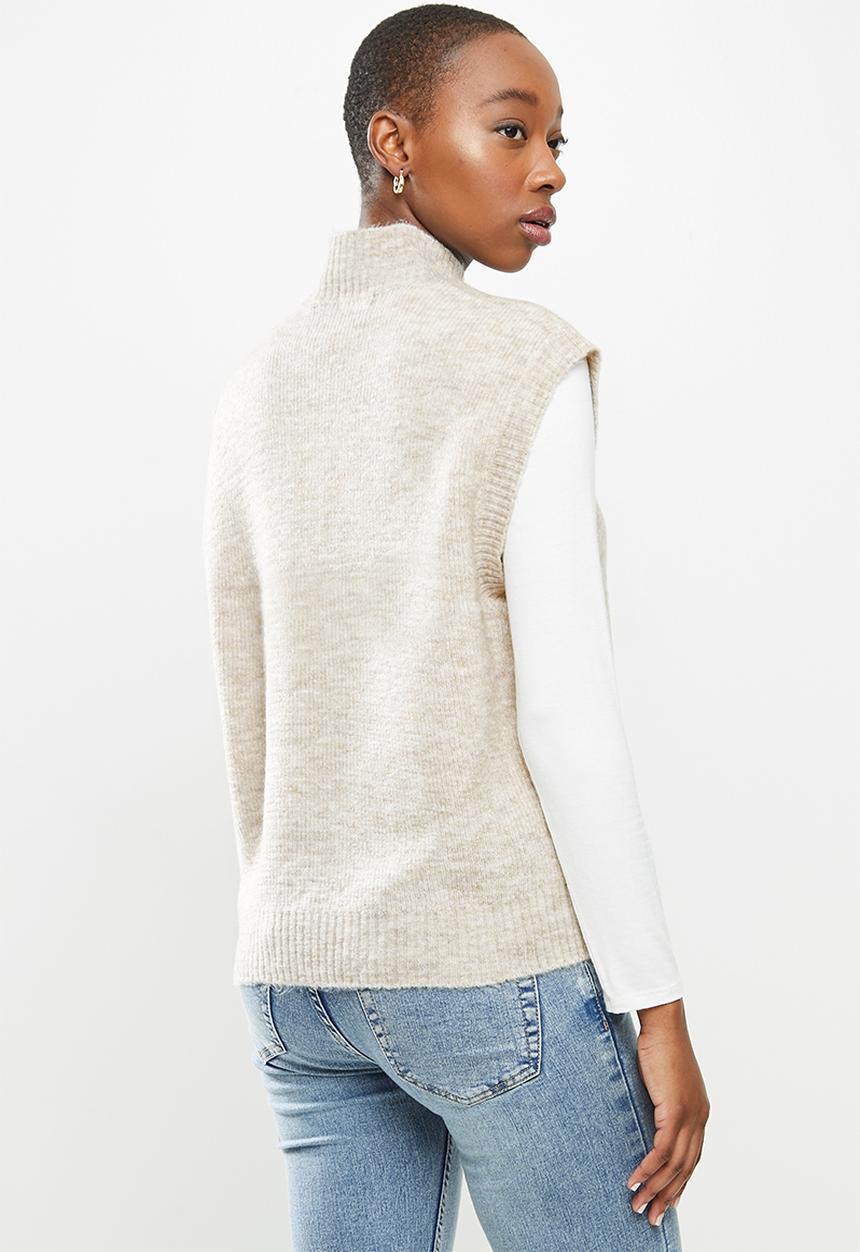 Vero Moda - Lefile sleeveless high neck vest boo - neutral 