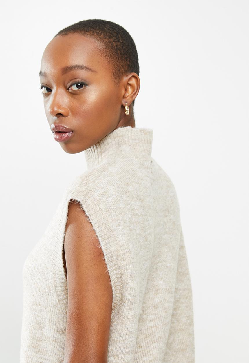 Vero Moda - Lefile sleeveless high neck vest boo - neutral 