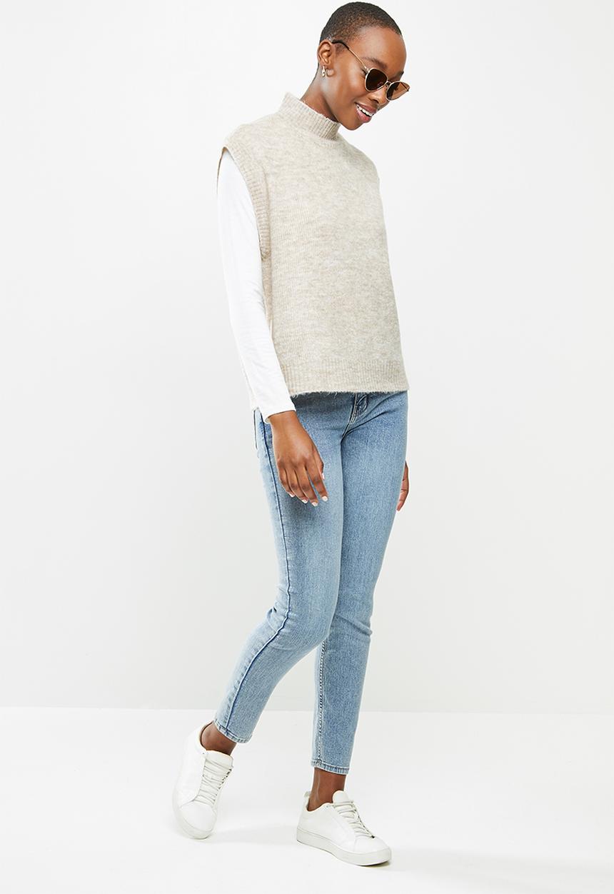 Vero Moda - Lefile sleeveless high neck vest boo - neutral 