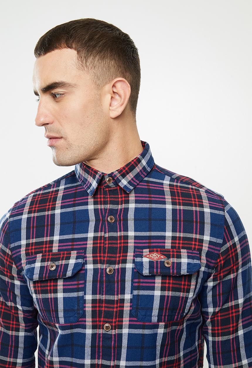 Superdry. - Classic lumberjack shirt - blue & red 