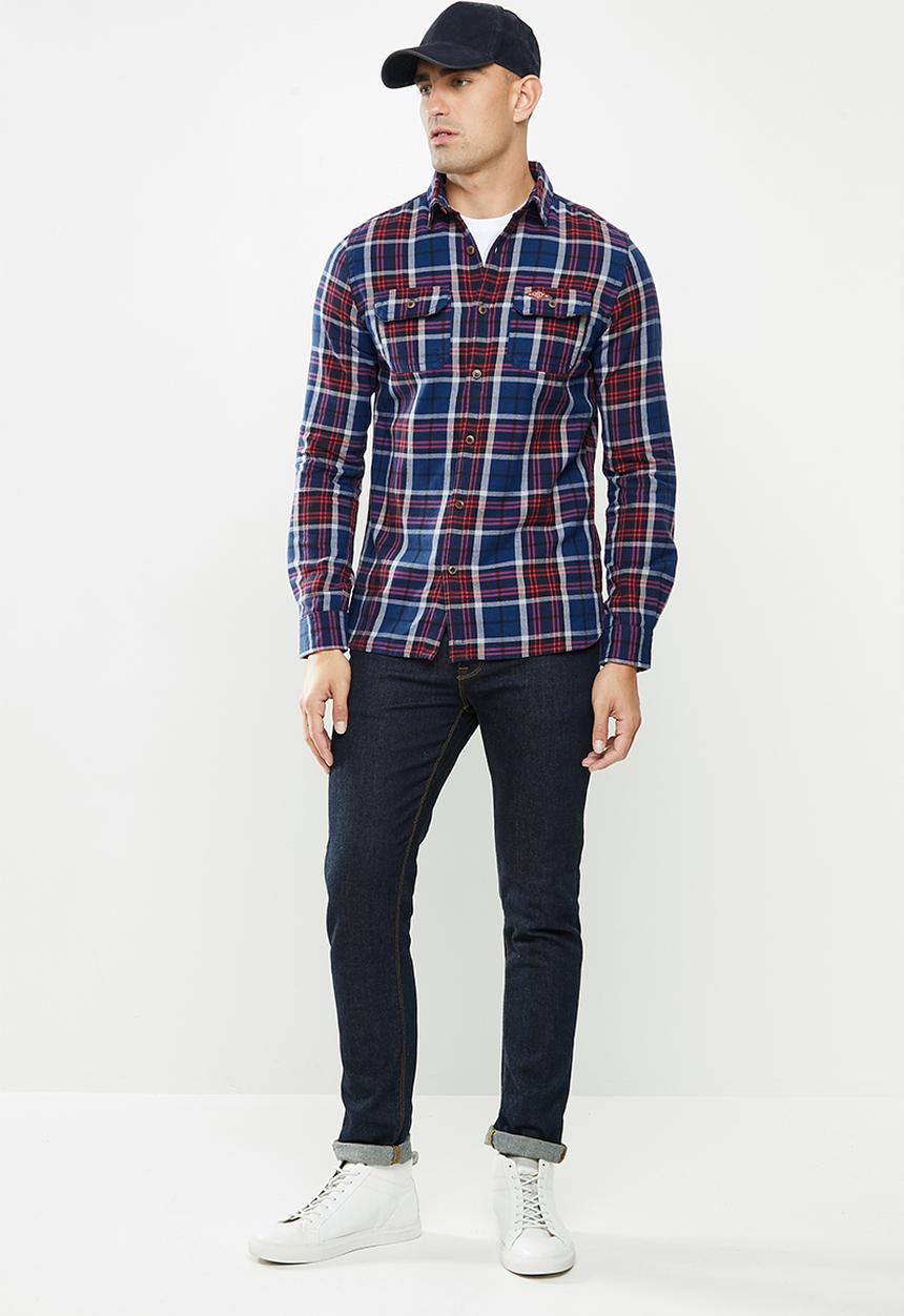 Superdry. - Classic lumberjack shirt - blue & red 