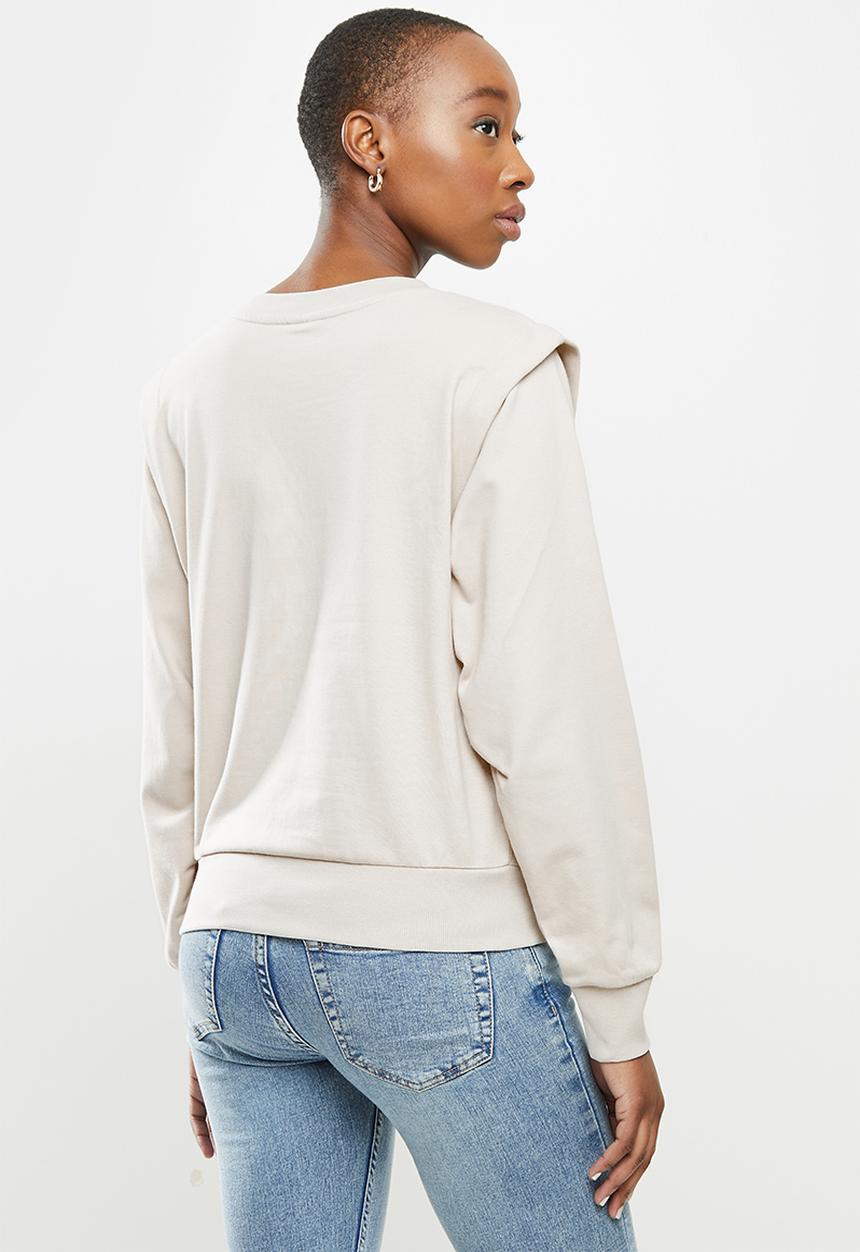 Jacqueline de Yong - Lenka ivy life long sleeve shoulder sweat - stone