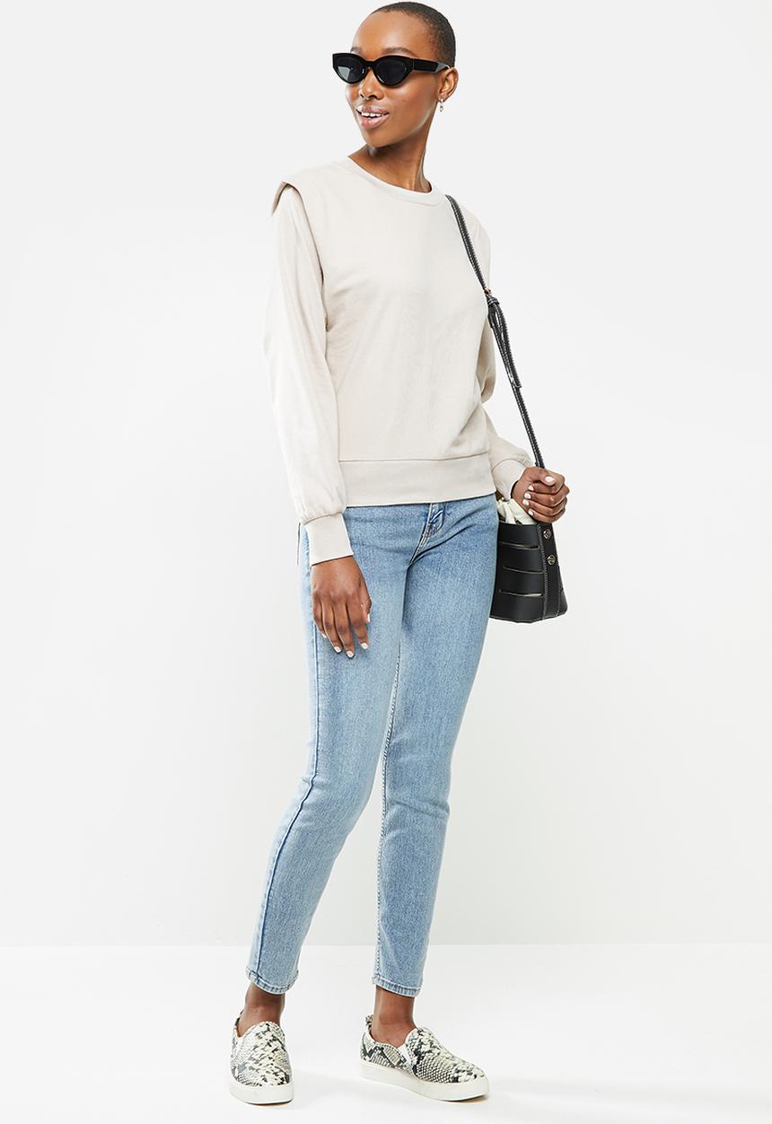 Jacqueline de Yong - Lenka ivy life long sleeve shoulder sweat - stone
