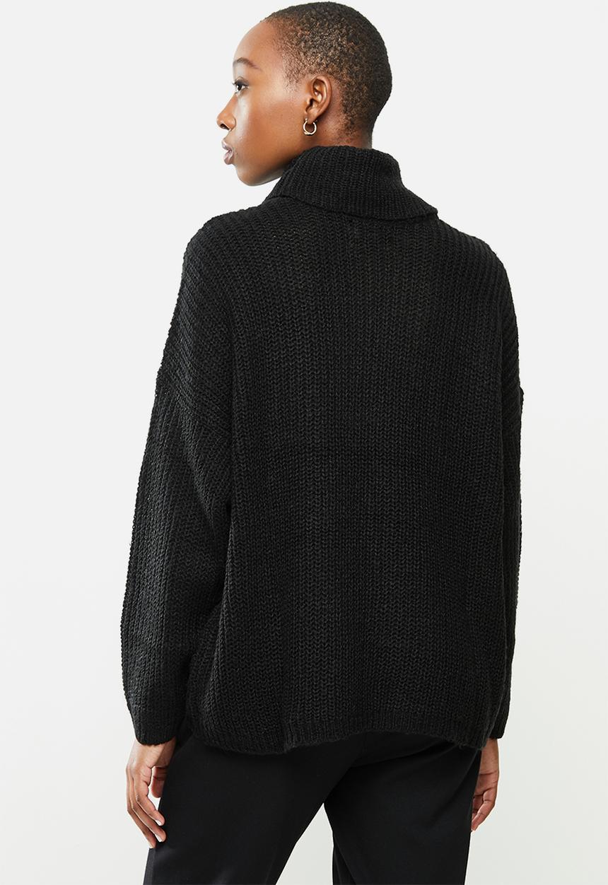 Jacqueline de Yong - Nageem Megan long sleeve roll neck pull knit - black