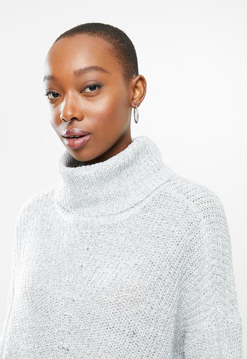 Jacqueline de Yong - Nageem Megan long sleeve roll neck pull knit - grey 